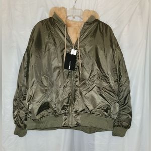 Fashion Nova Reversible Hooded Bomber Jacket